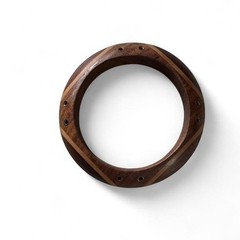 ARTISAN LAYERED WOOD 1970s VINTAGE BANGLE WITH METAL INLAY