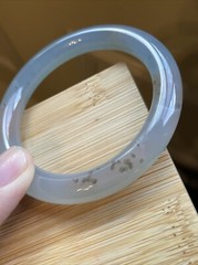 巴西冰玉髓 56mm 意境飄花 Natural chalcedony Agate Bangle