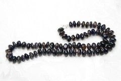Iolite Natural Blue 5mm x 10mm Roundel Hand Tied Silk Knot Gemstone Necklace 20″