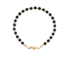Black Onyx & 14K Solid Gold Bracelet, Modern Minimalist Beaded Gemstone Jewelry