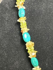 Handcrafted Boho Gemstone Lariat: Peridot Citrine Turquoise Flower Pendant 101