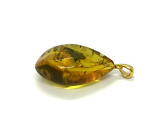Amber Pendant 3 Insects Fossil Insect Inclusion Silver 925 Gold Plated 5,3g 6065