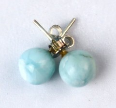 Genuine Dominican Blue Larimar Unique 925 Sterling Silver Earrings 0.4 Inch 1.9g