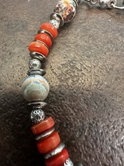 Elegant Orange and Silver Beaded Bracelet