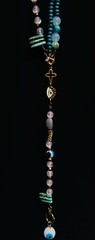 Handmade Turquoise colored beaded Necklace Evil Eye Crosses Gift Made in Greece