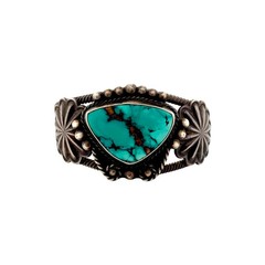 Vintage, Bracelet, Fox Turquoise, Sterling Silver, Navajo Handmade, 7 1/2″