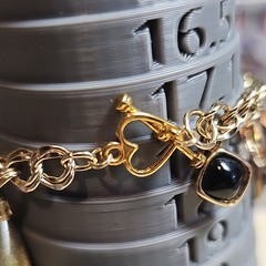 Handmade Gold Tone Cable Chain Charm Bracelet Heart Toggle Dangle Vtg Charms