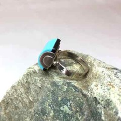 One of a kind Handmade Natural Charoite or Turquoise, Sterling Silver Ring,