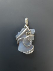 Wire Wrapped Chalcedony (Agate Family) Pendant– Artisan Necklace Charm