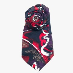 Vintage Silk Tie Rosette Brooch Upcycled Abstract Floral Lapel Pin Chemin de Fer
