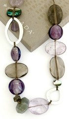 SILPADA Sterling Silver AMETHYST-QUARTZ-SHELL Beaded Necklace~#N2104~With BOX!