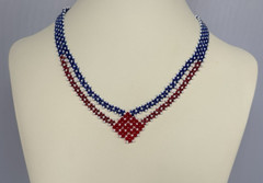 New Red White and Blue Beaded Necklace 17″