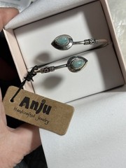 Woman’s Cuff Bracelet Design By Anju Lemon Larimar Stone 7 Inch