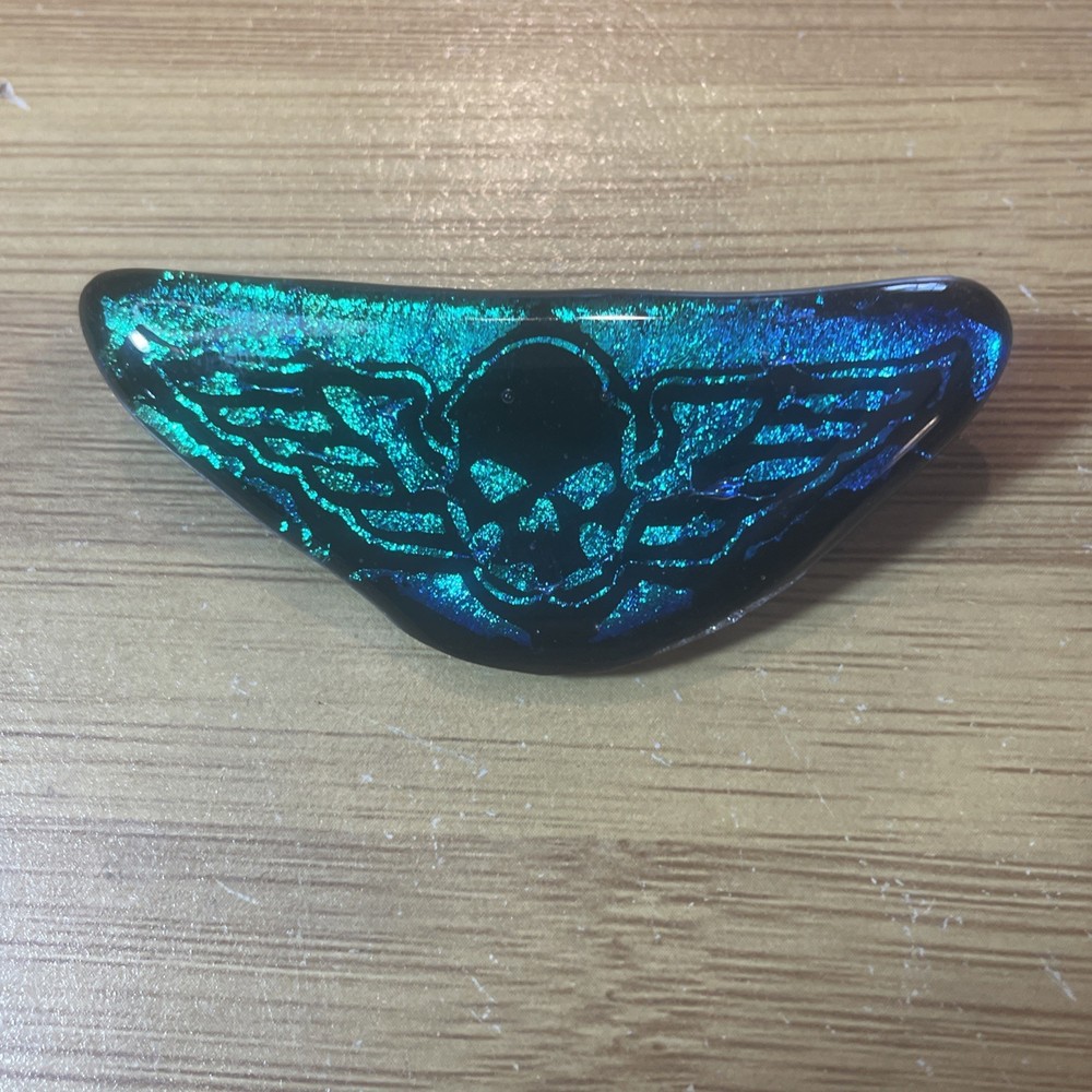 Hand Made In USA Fused Dichroic Glass Pin 2 1/2 Inches Wide