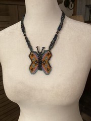 Boho Jewelry Beaded Big Butterfly Handmade Statement Multicolored Ball And Loop
