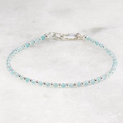 2mm Tiny Amazonite Bracelet – Dainty Sterling Silver Minimal