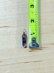 Wire Wrapped Amethyst Crystal Point Pendant Purple Stone Hexagonal Charm