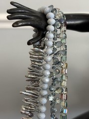 Multi Strand Biwa Stick Pearl Beaded Necklace