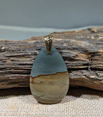 Hand Polished Biggs Jasper Cabochon Pendant 41x27mm
