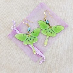 Luna Moth Gold Drop Earrings acrylic Curiosities Jewelry butterfly fashion gift