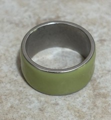 Sterling Silver & Yellow Green Enamel Band Ring