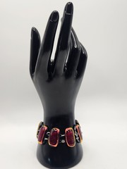 Studio Art Glass Bracelet Dichroic Fused Glass Red Black Artisan Toggle Bracelet