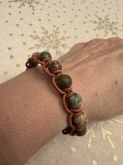 Ladies/Teen Gemstone And Leather Bracelet, 6.25”