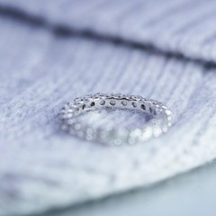Size 8.25, vintage Sterling 925 silver wedding ring, Cz band