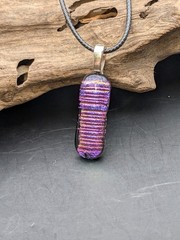 Purple Pink Multicolor Dichroic necklace pendant fused glass #236
