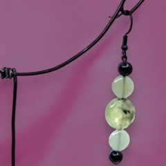 Prehnite & Aventurine Green Gemstone Dangle Earrings, One of a Kind