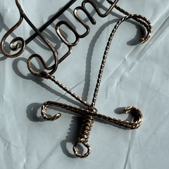 Wire Jan Name Brooch Pin Gold Tone Asymmetrical Vintage Unique One of Kind