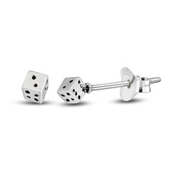 AeraVida 925 Sterling Silver Lucky 3×3 mm Dice Stud Earrings | Small,