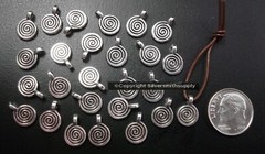 12mm Spiral swirl coil charms earrings pendants SILVER plt 25pcs CFP158