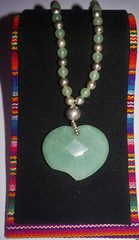 Peruvian 950 sterling silver heart necklace – Green Jade