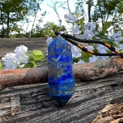 Deep Blue Lapis Lazuli Hexagonal Point Pendant Real Gemstone Protection Jewelry