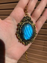 Huge Labradorite Pendant Necklace Handcrafted
