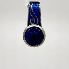 Natural, Genuine Blue Round Circle LAPIS LAZULI Pendant 925 STERLING SILVER #99