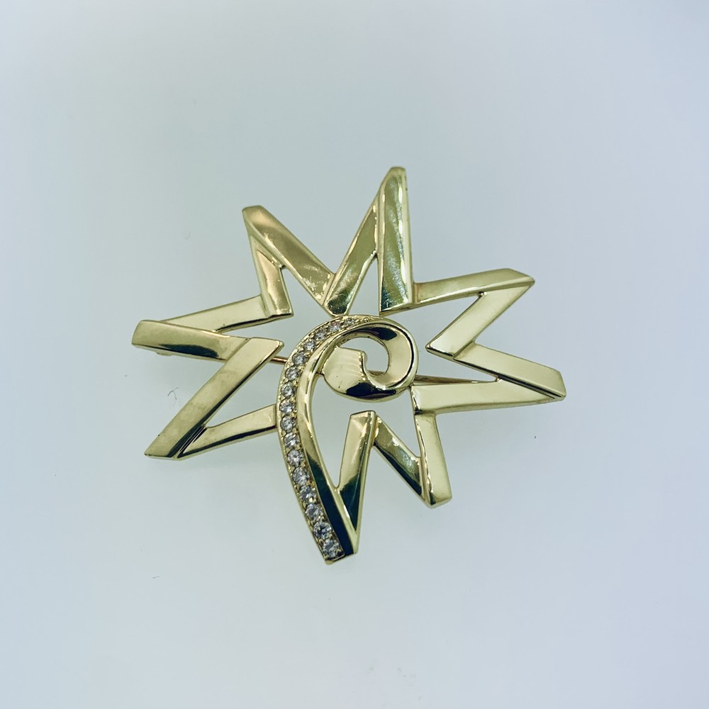 RARE TIFFANY 18K YELLOW GOLD DIAMOND STAR BROCHE PIN (HARD TO FIND)