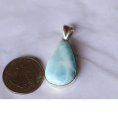 Classic Carefully Selected Sky Blue Larimar 925 Silver Teardrop Pendant 43mm