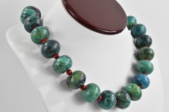 Fantastic Mixed Materials Statement Necklace with Sterling Silver Clasp 25″