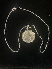 US Walking Lib Half Dollar Pendant Necklace, 1941 w 18 inch Silver Plate Chain