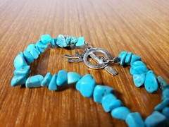 Small 925 STERLING Turquoise Rock Nuggets Strength STRETCH Bracelet Good Health