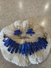 Blue Lapis Lazuli Bracelet With Earrings Artisan Design USA One Of A Kind Set