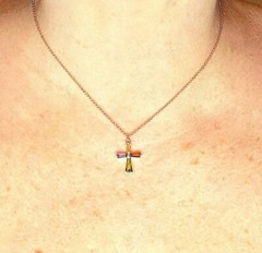 Multicolor CZ Cross Pendant Red Yellow Green Purple Dainty Adjustable Necklace