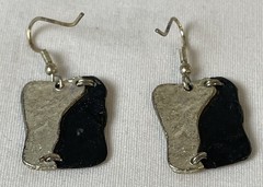 90s Artisan Abstract Jewelry Set Earrings Bracelet Swirl Bronze Silver Rustic