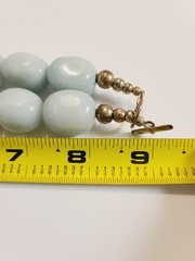 Genuine Blue Jade Nugget Necklace Silver Tone Toggle Clasp 18″