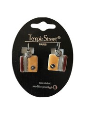 NEW Hobo Unique Red Yellow Silver Square Rhinestone Jewel Earring