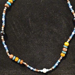 Beaded Necklace Pearl Glass Wood Blue Brown Yellow White Silver Lobster Clasp