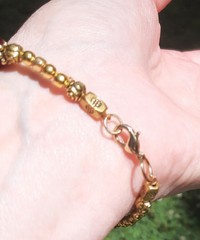 Handmade Jewelry Bracelet, Metal, Glass, Red Jasper