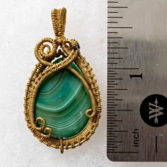 Wire-Wrapped 14/20 Gold-Filled Malachite Pendant